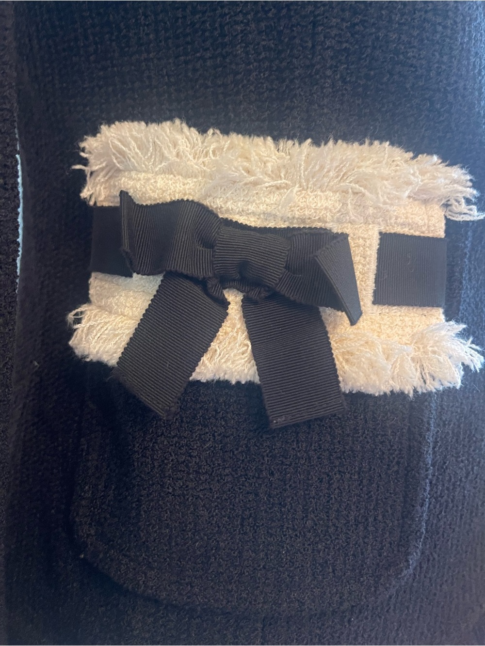 St. John Boutiques Black Bouclé Blazer with Cream Fringe and Gold Buttons - Picture 7 of 13